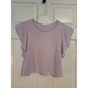 Altar'd State Women's Light Purple Short Sleeve Cropped Top Size S
